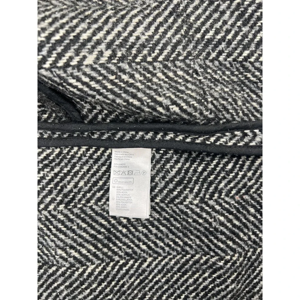 H&M Black and White One Button Blazer- Herringbone Pattern Size 6 - Picture 12 of 12